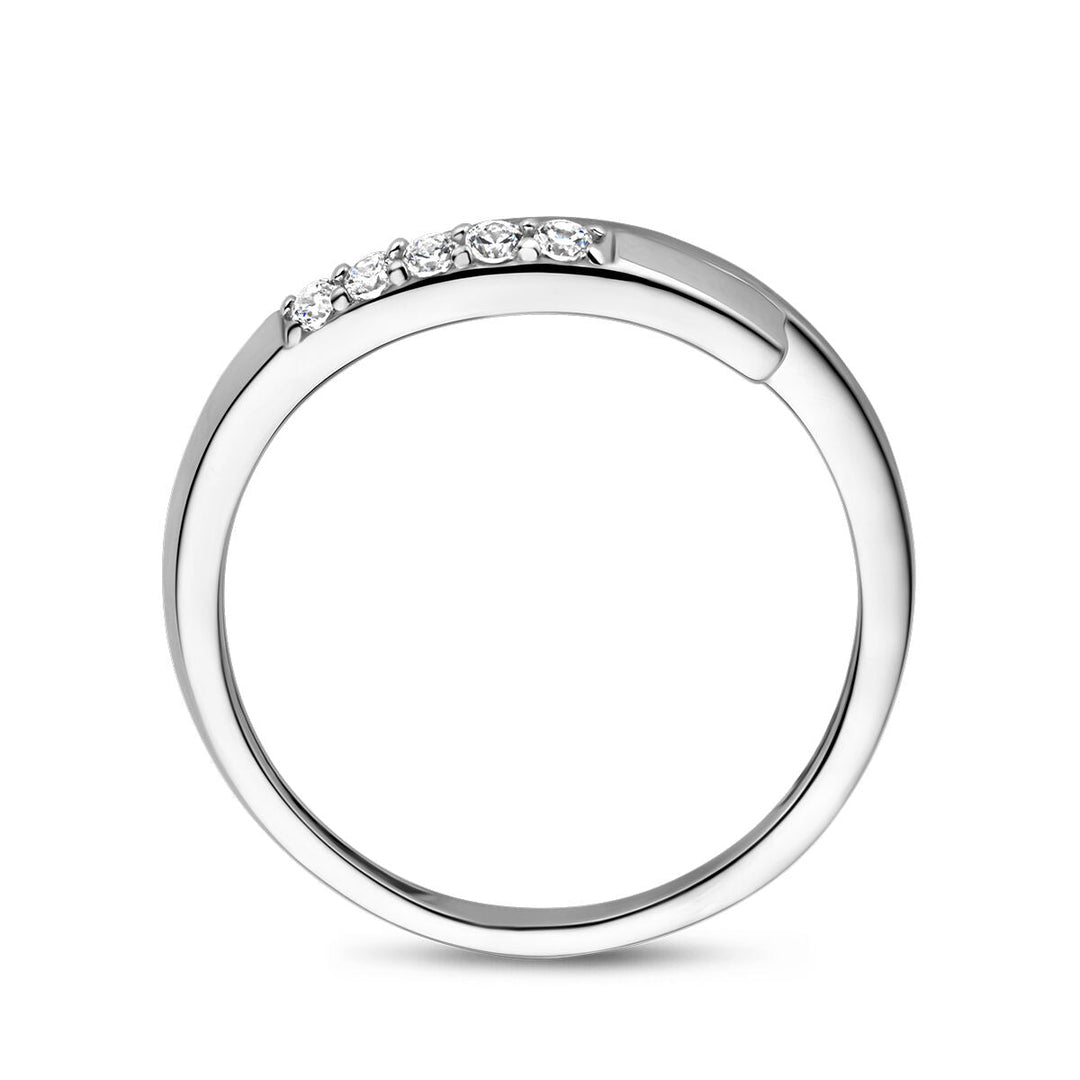 ring zirkonia gescratcht zilver gerhodineerd