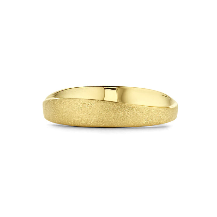 ring poli/mat 14K geelgoud