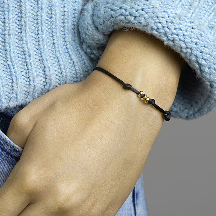 armband satijn 14K goud met rubber/nylon/leer