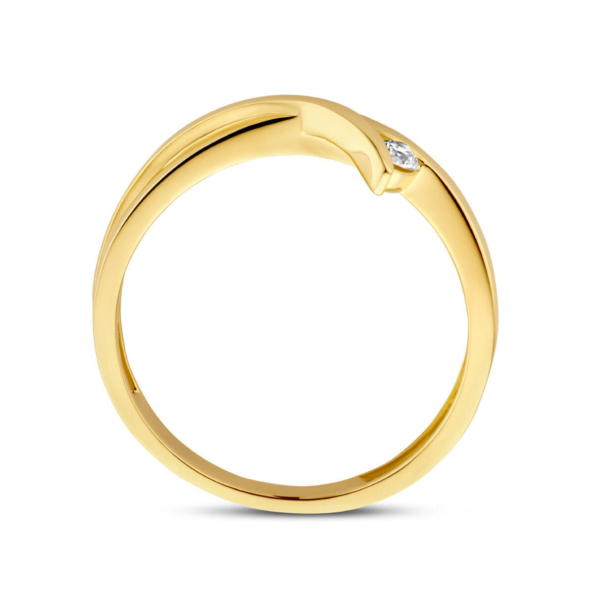 pierścionek diament 0.06ct h si 14K żółte złoto