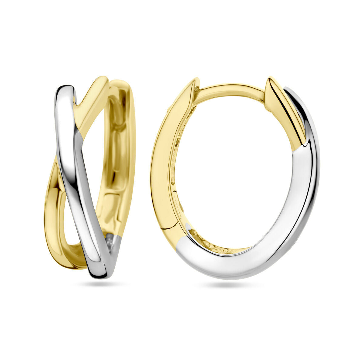 klipsy wkrętki 14K bicolor złoto żółte/białe