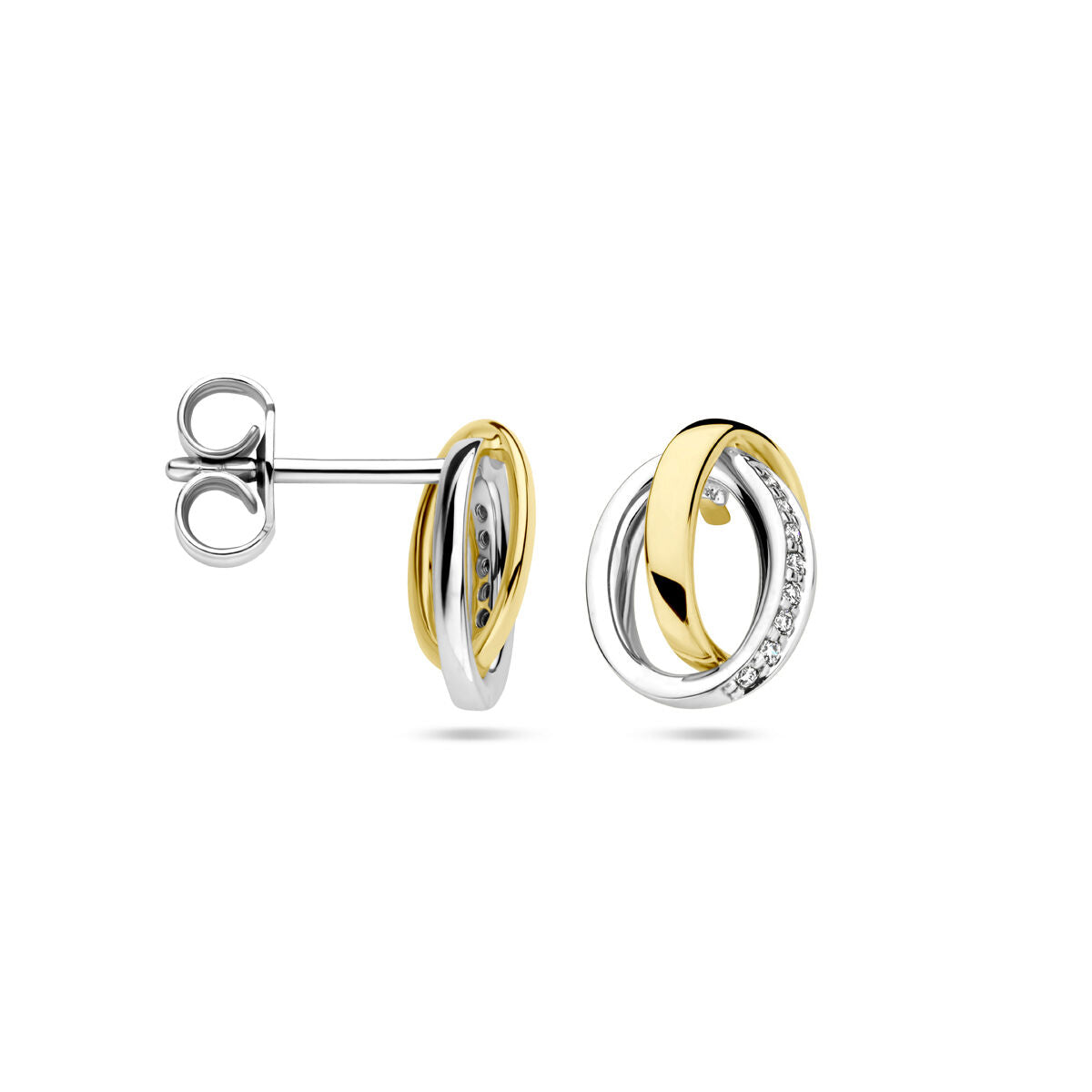 kolczyki wkrętki diament 0.05ct (2x 0.025ct) h si 14K bicolor złoto żółte/białe