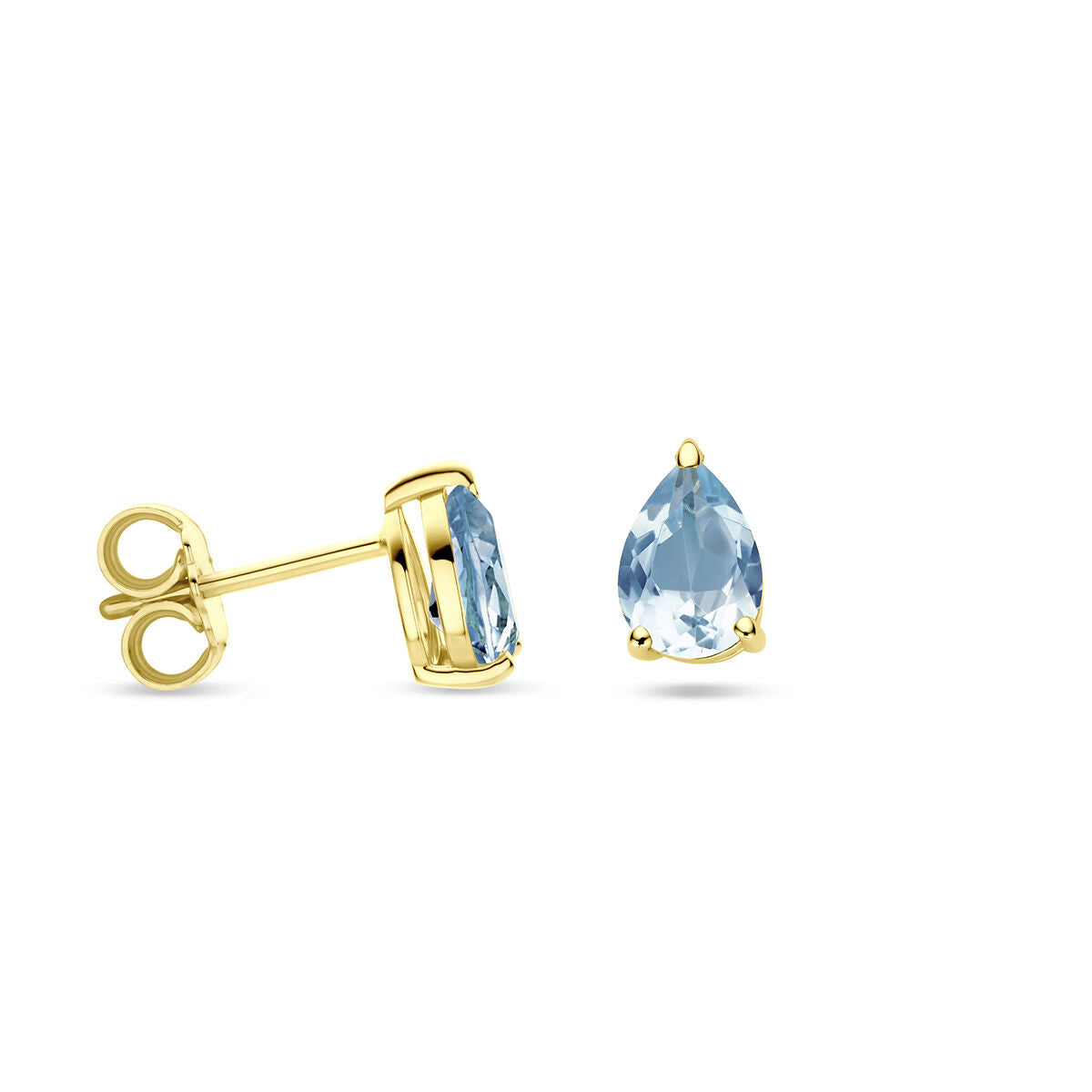 kolczyki wkrętki niebieski topaz 14K żółte złoto