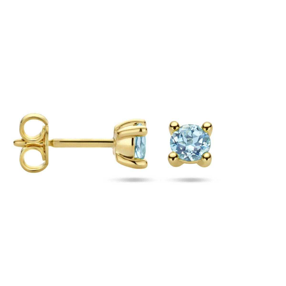 kolczyki wkrętki niebieski topaz 14K żółte złoto
