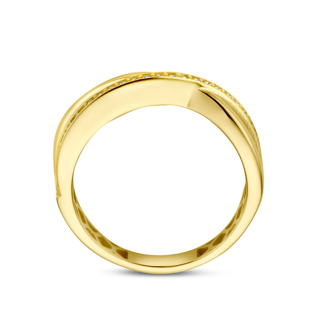 Geelgouden ring zirkonia 14K gedraaid
