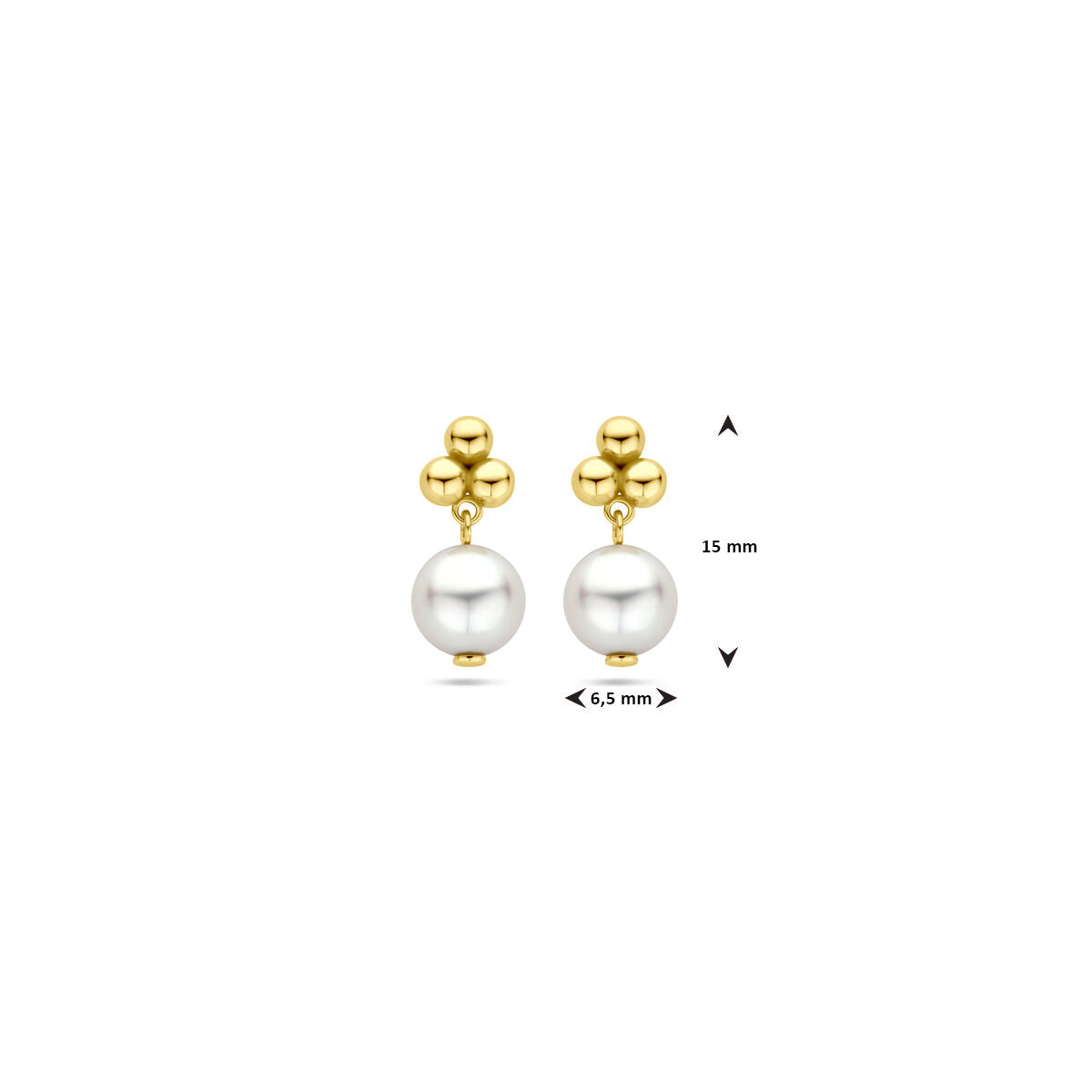 kolczyki wkrętki perła 15 mm 14K żółte złoto
