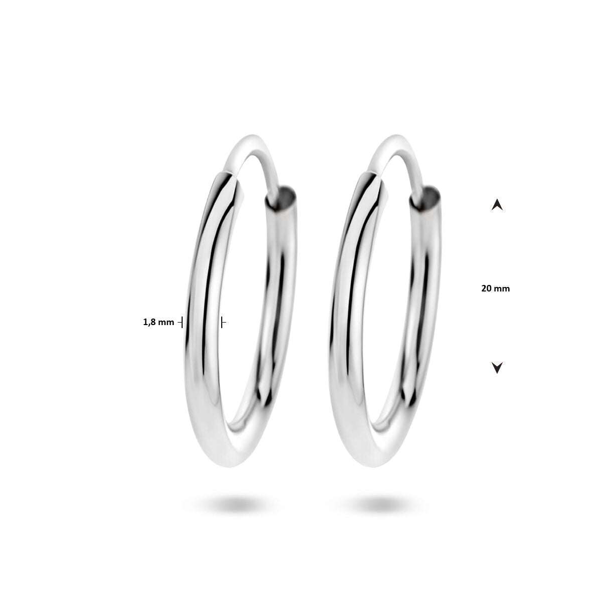 kolczyki koła 1,8 mm okrągła rura