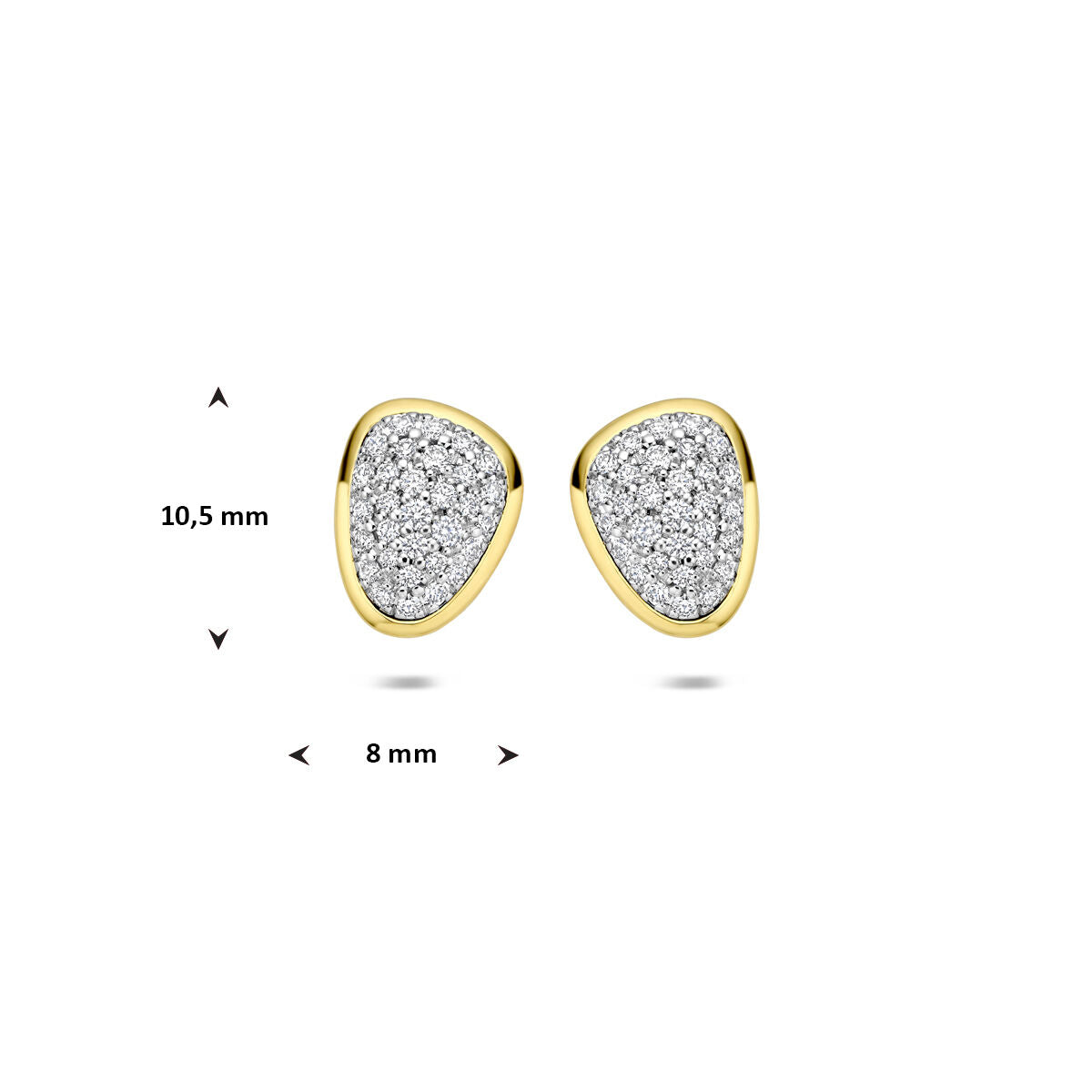 14k Bicolor kolczyki wkrętki z diamentem 0.35ct