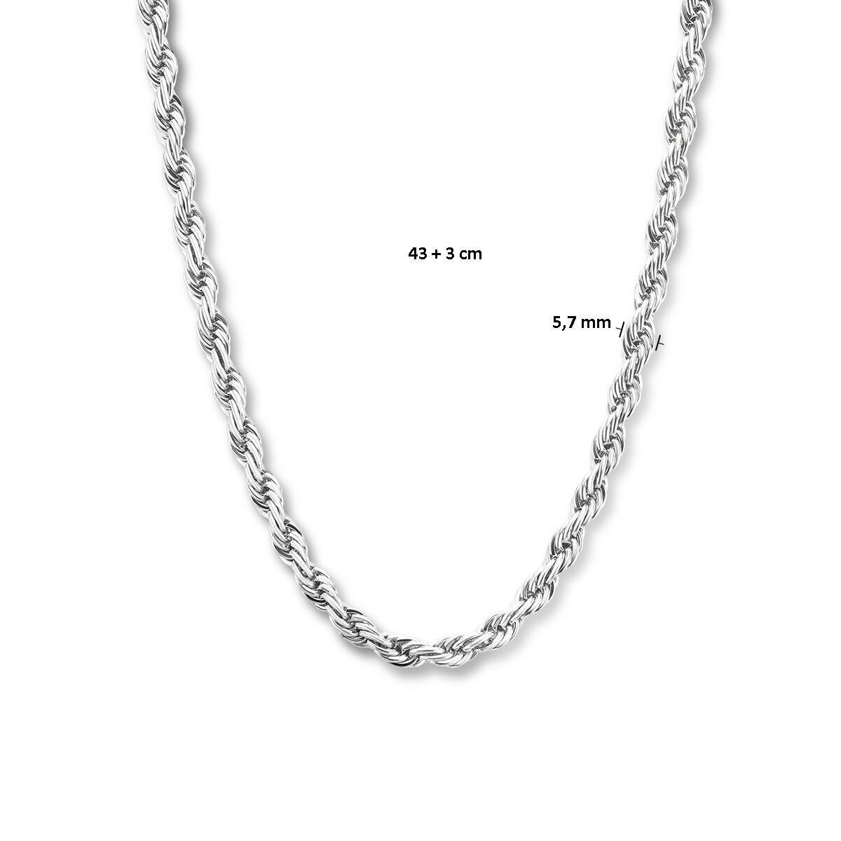 naszyjnik sznur 5,7 mm 43 + 3 cm stal nierdzewna
