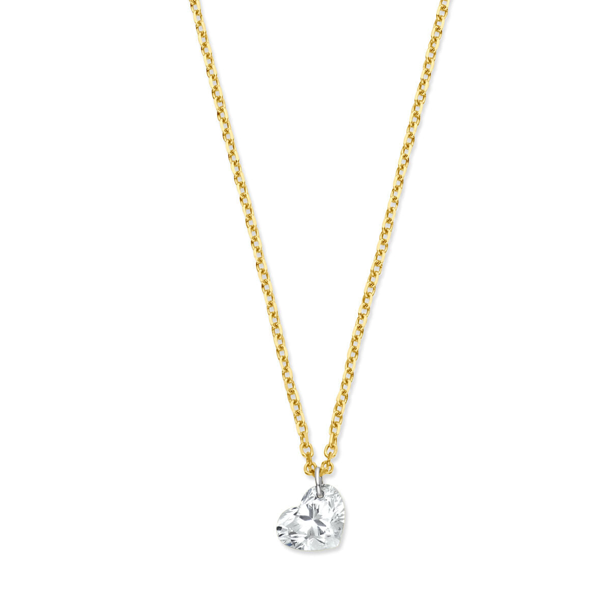 Gouden dames ketting met een hartvormige diamant hanger, 18K.