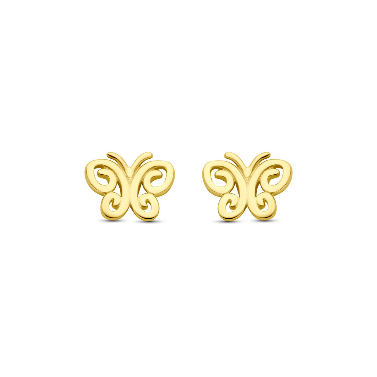 Kolczyki w kształcie motyli, 5,5 mm, wykonane z 14K żółtego złota.