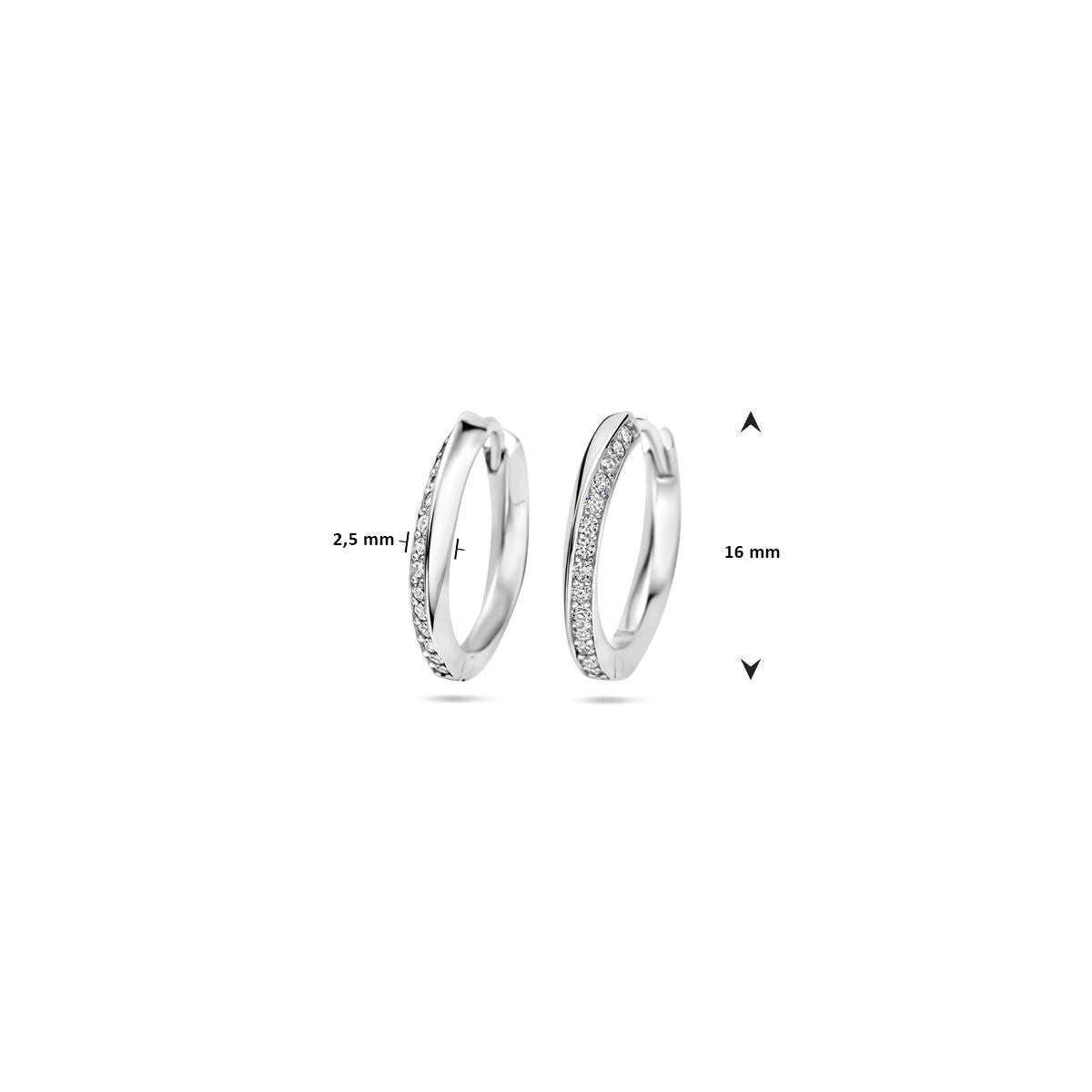 klapoorki cyrkonia 16 mm srebro rodowane