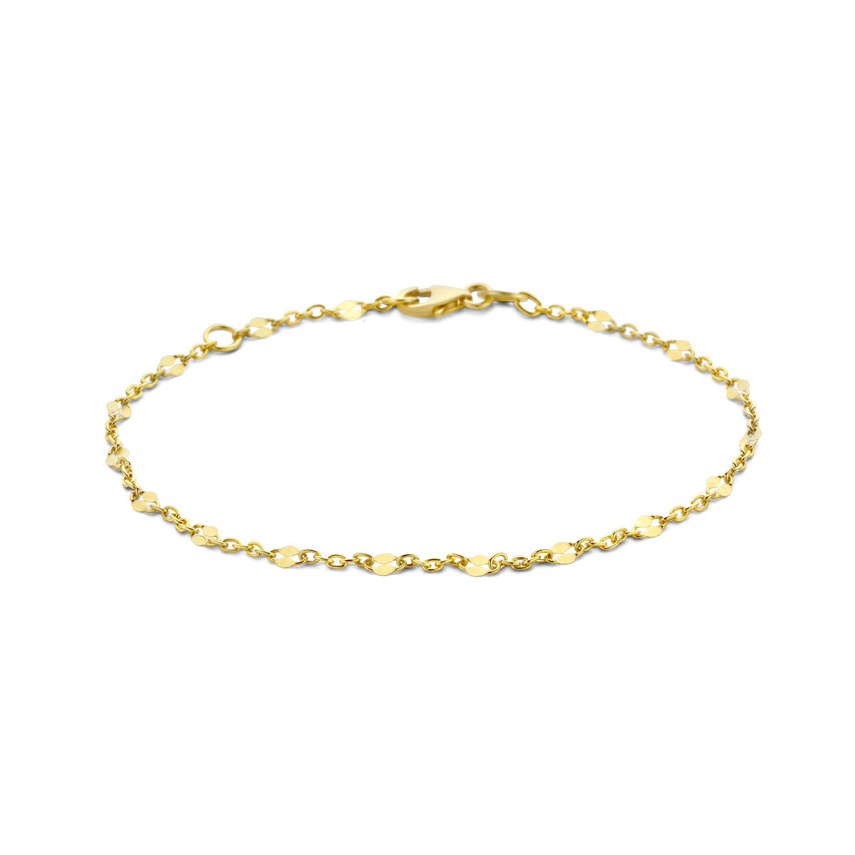 Bransoletka z 14K żółtego złota, o długości 16-18 cm, z ogniwami w kształcie ankerów.