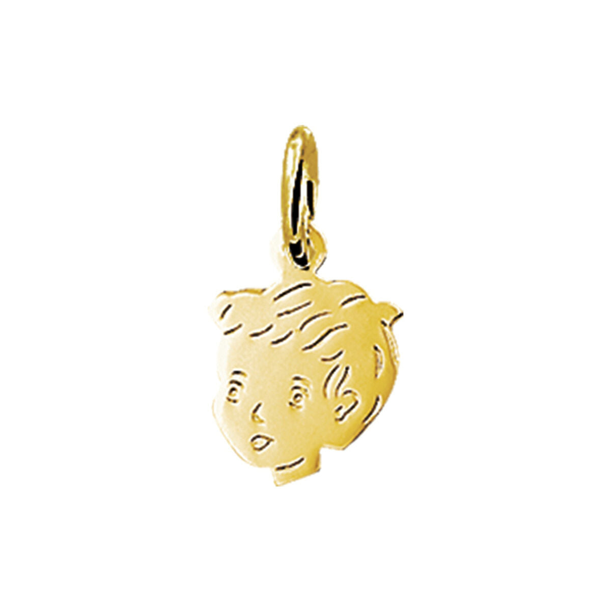 wisiorek w kształcie chłopca, 14K żółte złoto, 12,5 x 8,5 mm, z detalami twarzy.