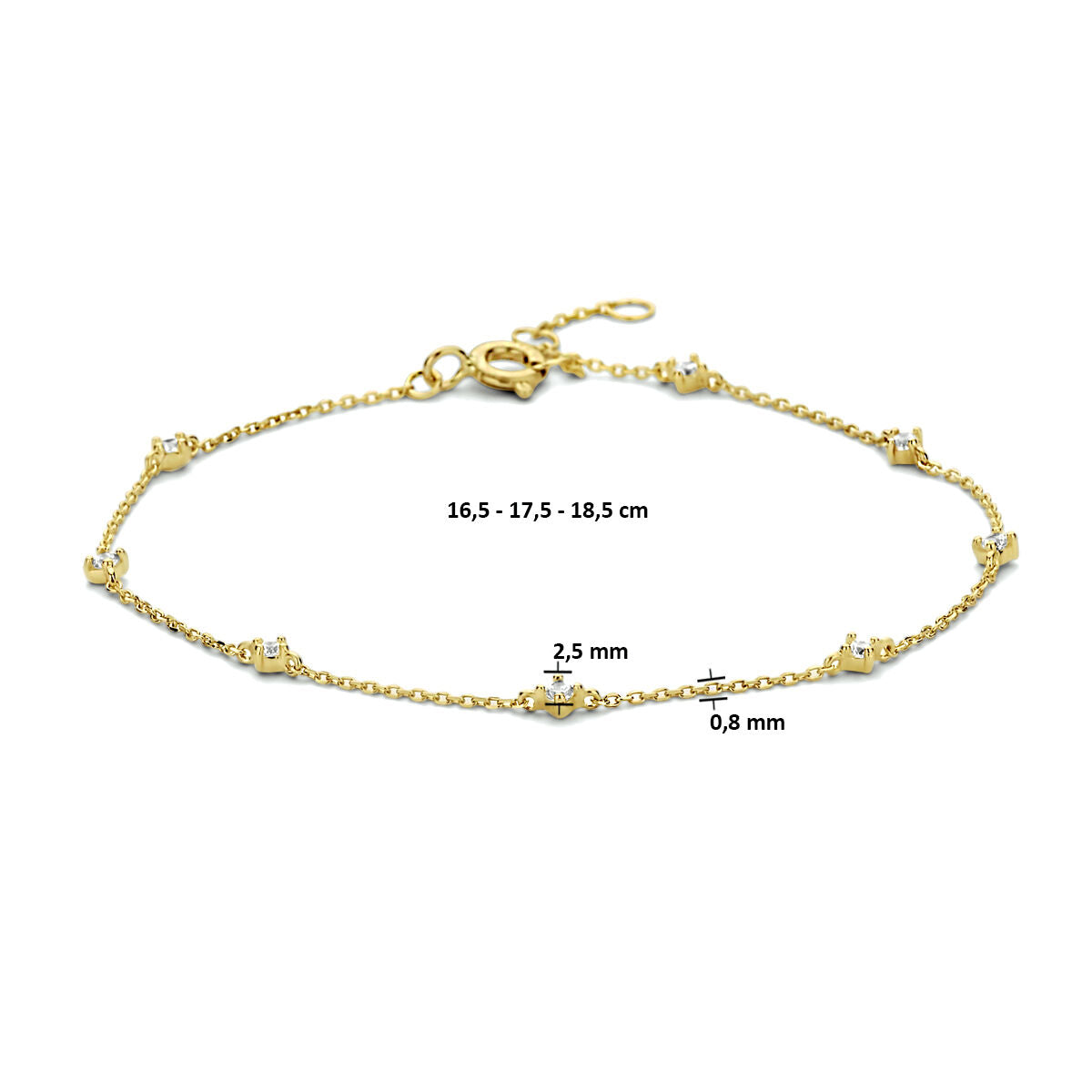 bransoletka cyrkonia 16,5 - 17,5 - 18,5 cm 14K żółte złoto