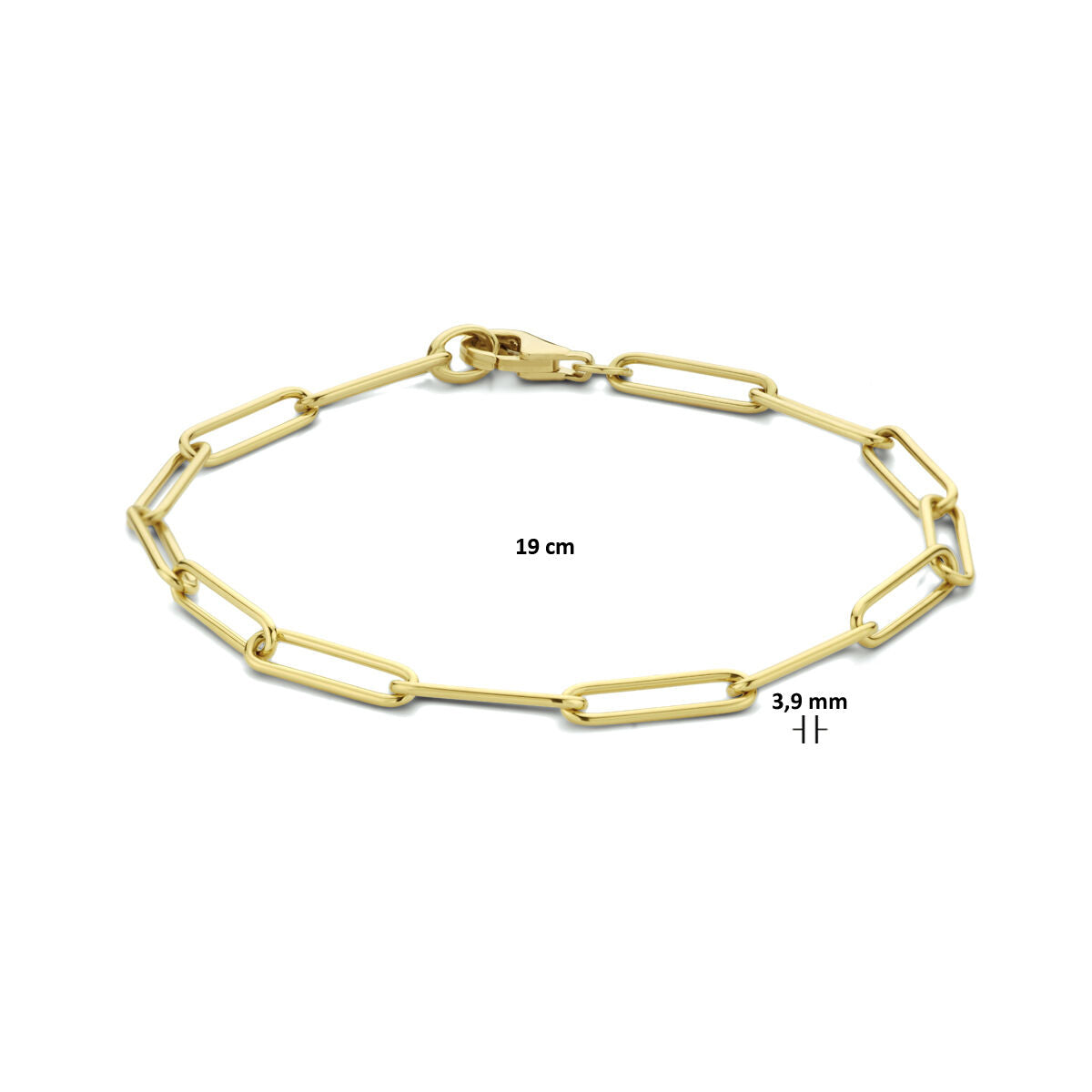 bransoletka paperclip okrągła masywna 3,9 mm 19 cm 14K żółte złoto