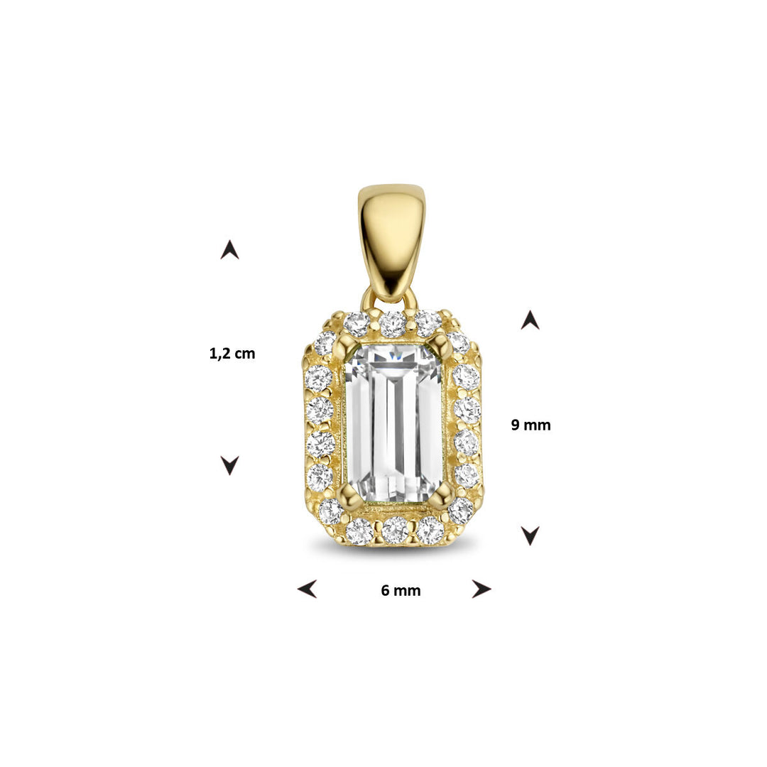 hanger zirkonia halo 14K geelgoud