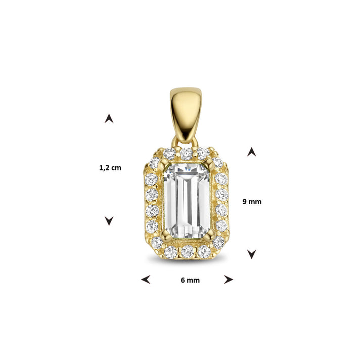 hanger zirkonia halo 14K geelgoud