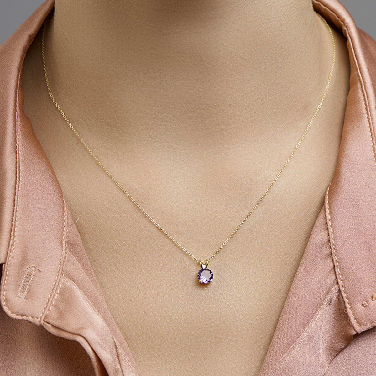 wisiorek ametyst 14K żółte złoto