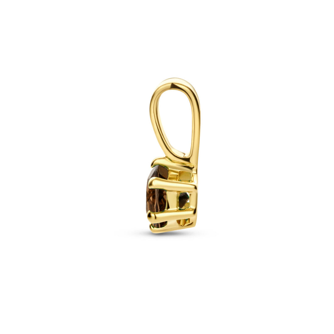 hanger rookkwarts 14K geelgoud