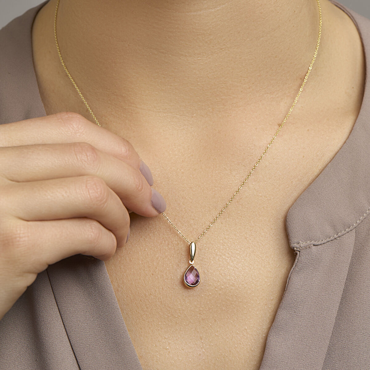 wisiorek ametyst 14K żółte złoto