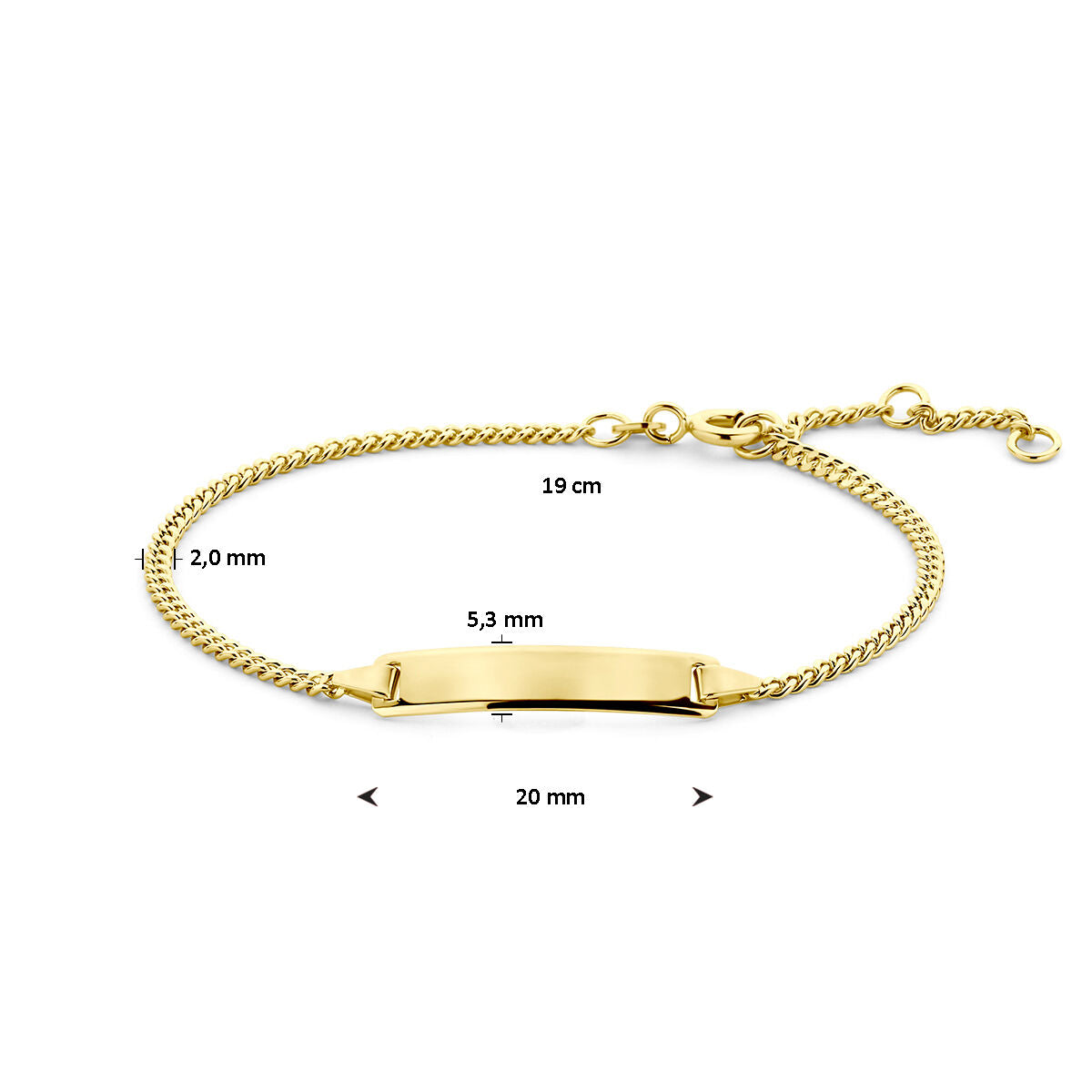 bransoletka gourmette grawerowana 5,0 mm 16 - 17,5 - 19 cm 14K żółte złoto