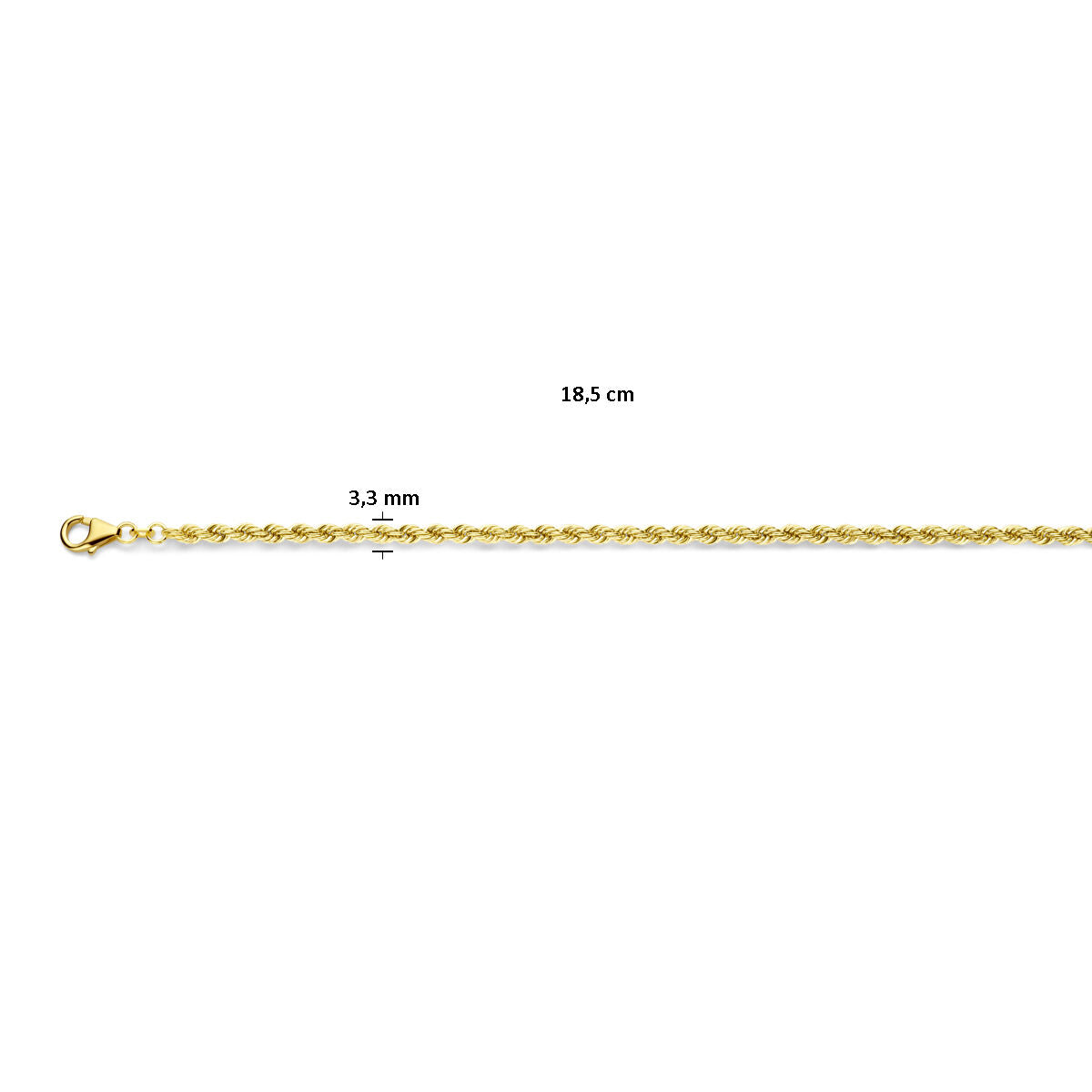 sznur 3,3 mm masywne 14K żółte złoto