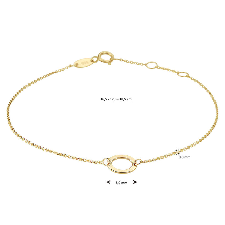 armband rond 16,5 - 17,5 - 18,5 cm 14K geelgoud