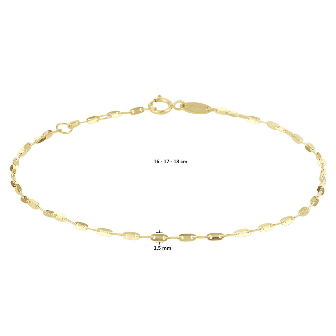 armband plaatjes 1,5 mm 16 - 17 - 18 cm 14K geelgoud