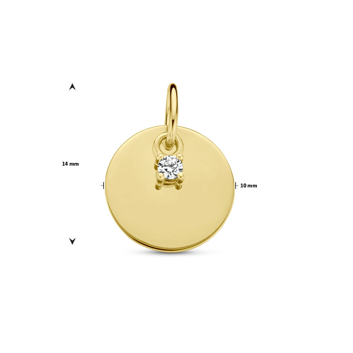 wisiorek okrągły z diamentem h si 14K żółte złoto
