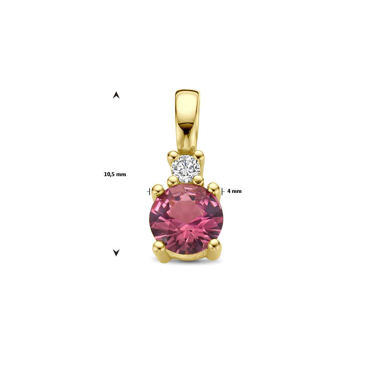 wisiorek z kamieniem urodzinowym i diamentem 0.02ct h p1 14K żółte złoto