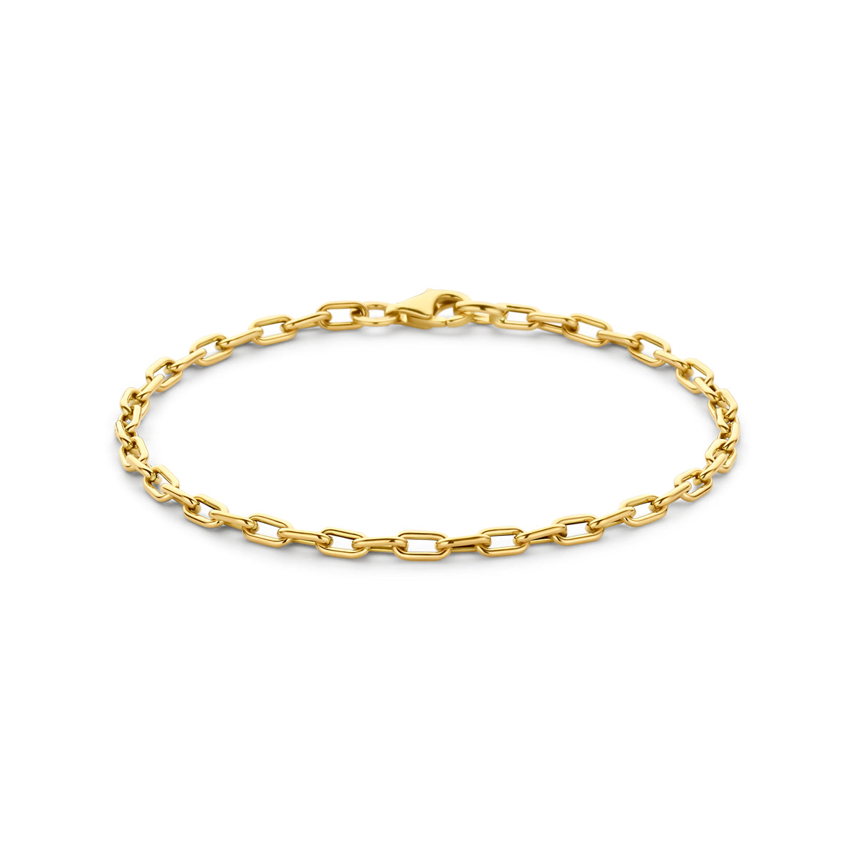 Bransoletka 3 mm, 18 cm, ze złotego 14K, o ogniwowej strukturze.