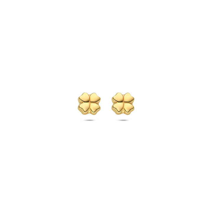 oorknoppen klavertje 14K geelgoud