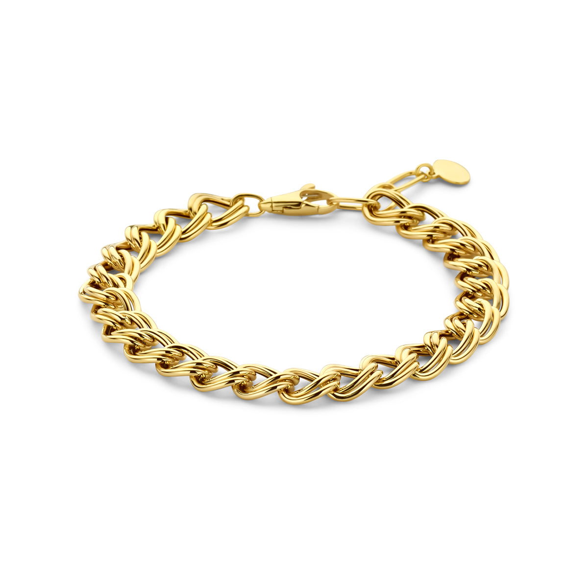 Bransoletka gourmette 8 mm z 14K żółtego złota o długości 17 + 2 cm.