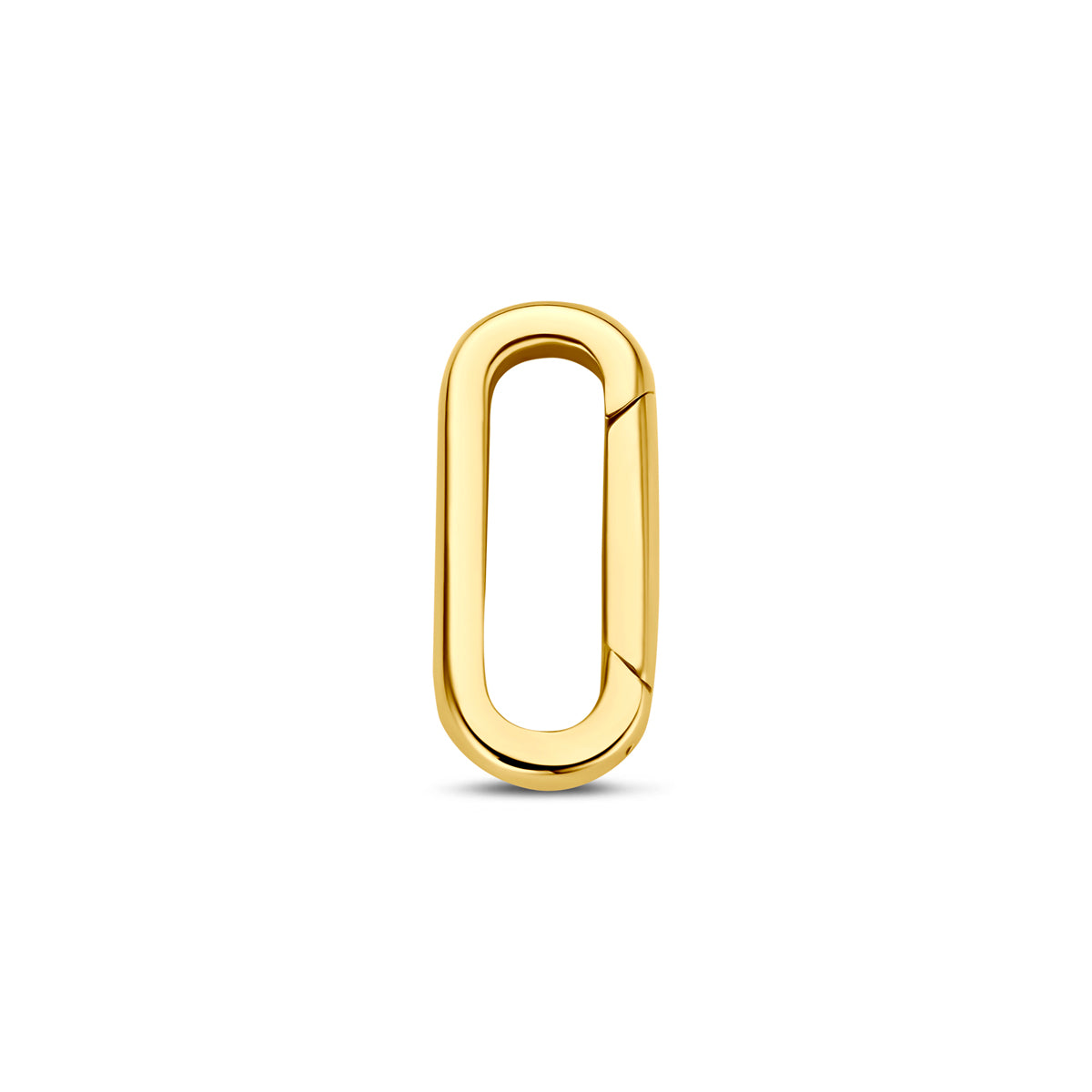 Złoty connector 10 mm o prostokątnym kształcie z gładką powierzchnią.
