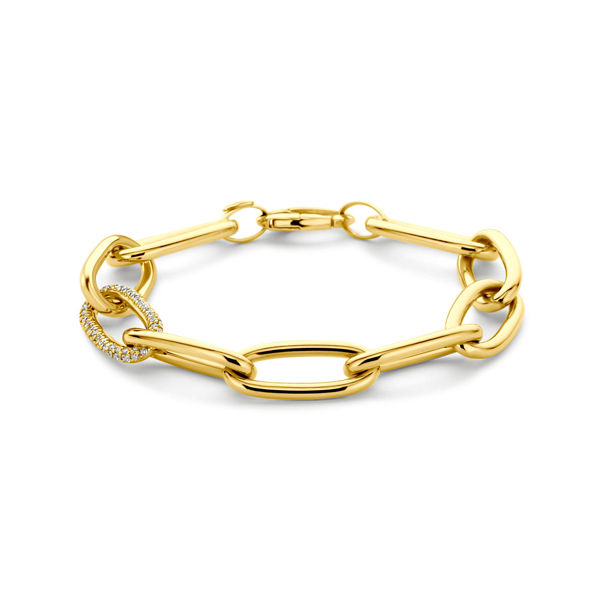 Bransoletka z 14K żółtego złota z lab-grown diamentem 1,22 ct, szerokość 10,8 mm, długość 20 cm.