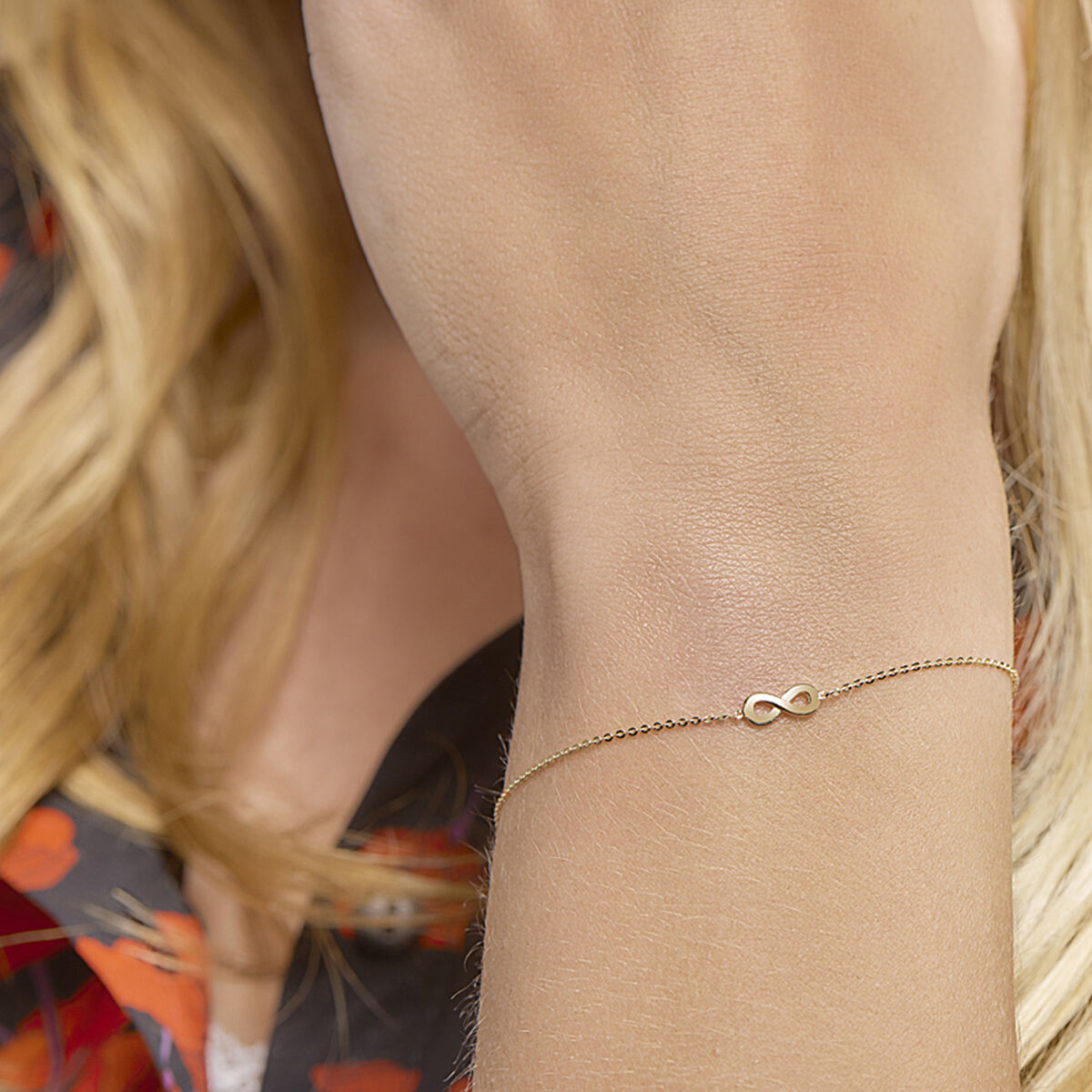 Złota bransoletka damska infinity 14K