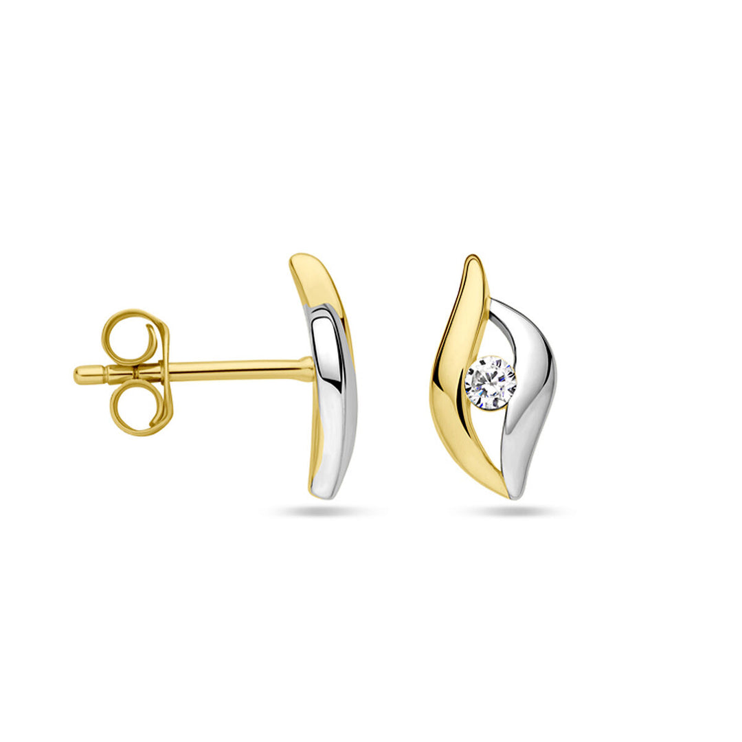 oorknoppen zirkonia 1 micron zilver verguld (geel/rhodium)