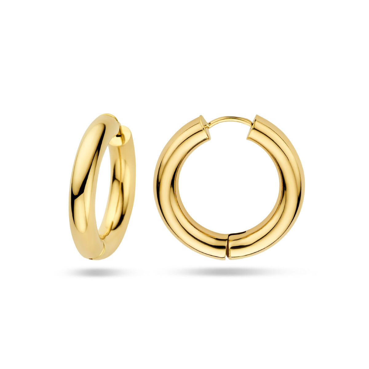 kolczyki koła 4,0 mm okrągła rura 14K żółte złoto