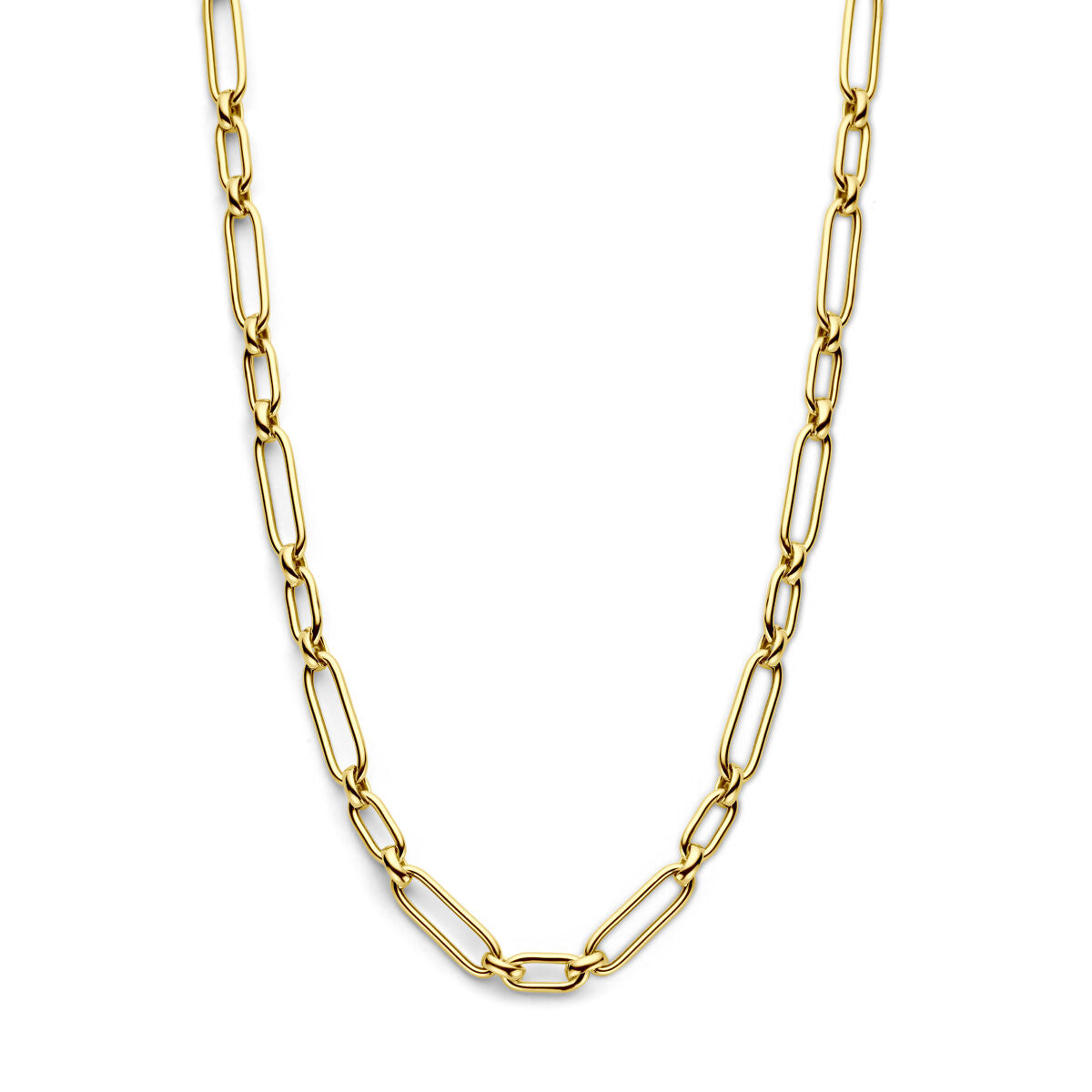 Gouden collier van 3 micron zilver verguld met een schakellengte van 6,0 mm en een lengte van 42 + 3 cm.