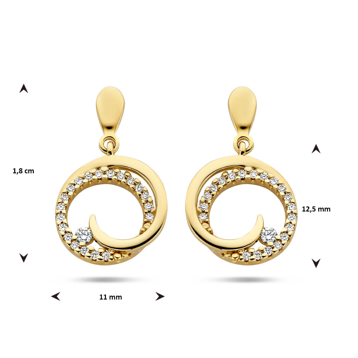 kolczyki okrągłe diament 0.14ct (2x0.07ct) h si 14K żółte złoto