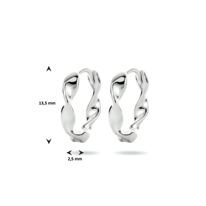 klapoorringen gedraaid zilver gerhodineerd