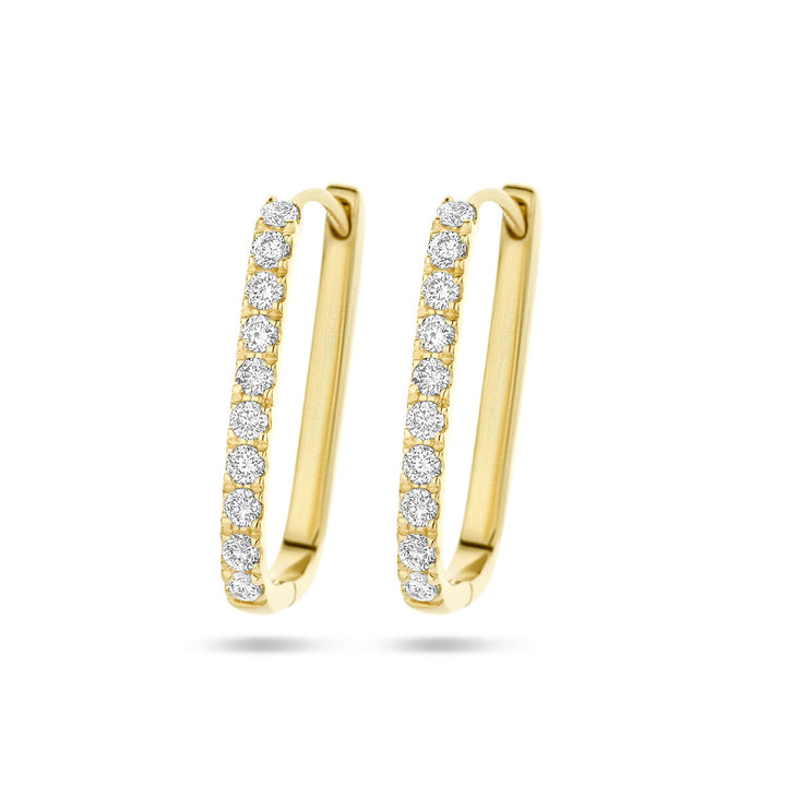 klapoorringen paperclip diamant 0.22ct (2x 0.11ct) h si 14K geelgoud