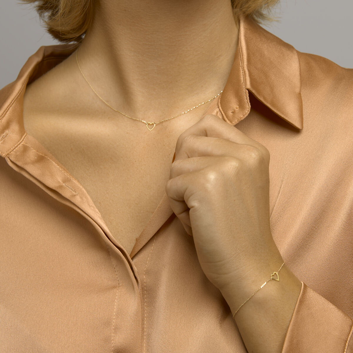 bransoletka serce 16,5 - 17,5 - 18,5 cm 14K żółte złoto
