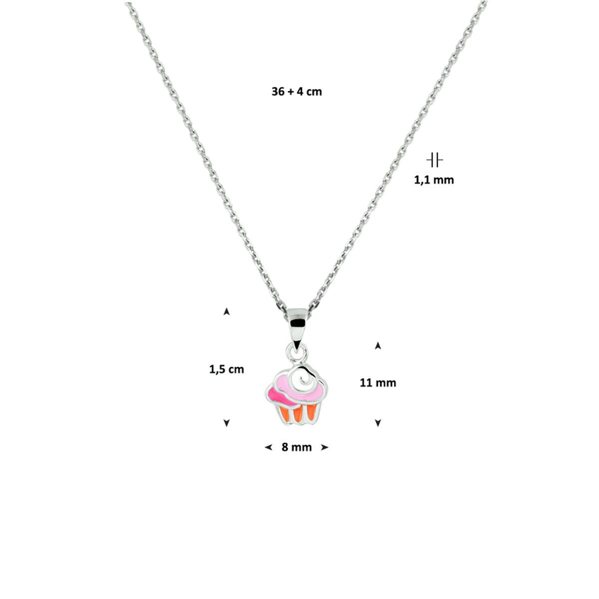naszyjnik cupcake 36 + 4 cm srebro rodowane