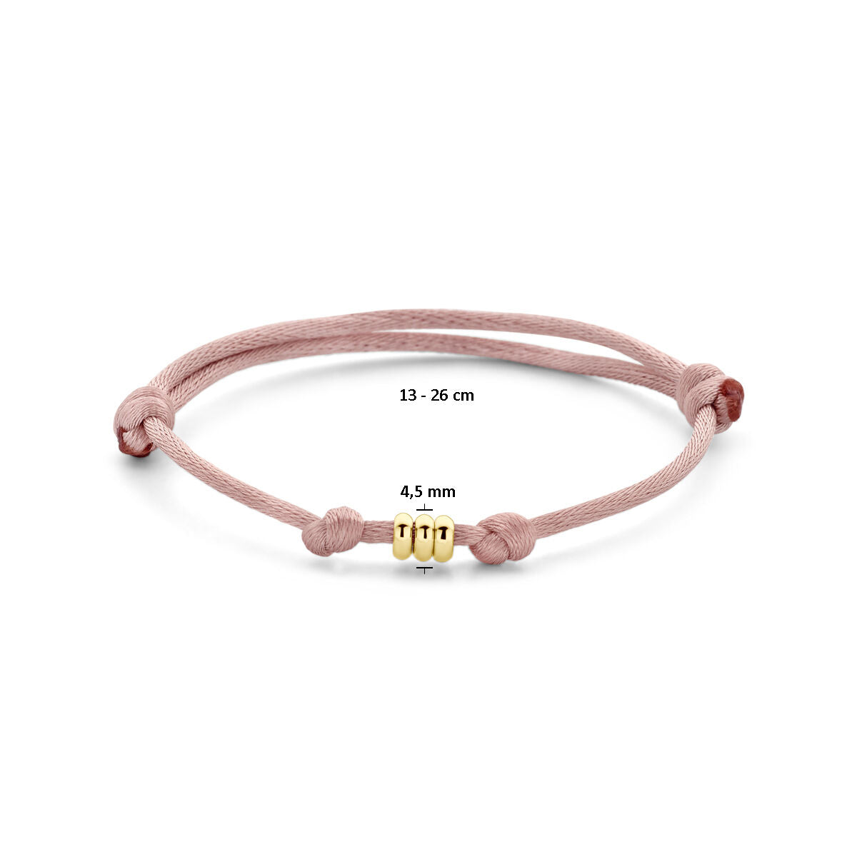 bransoletka satynowa miękka różowa 13 - 26 cm 14K złoto z gumy/nylonu/skóry