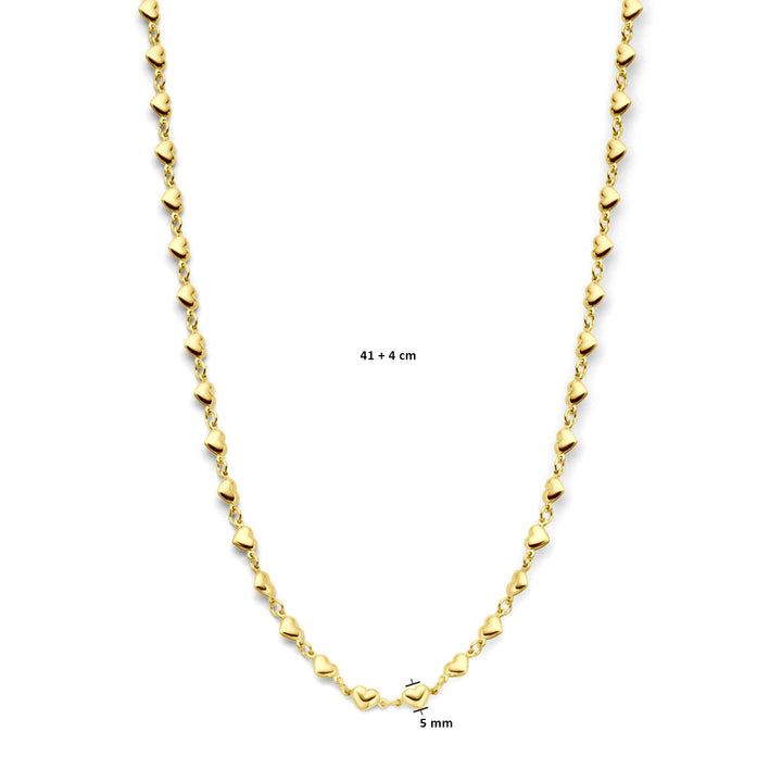 collier hartjes 41 + 4 cm 3 micron zilver verguld (geel)