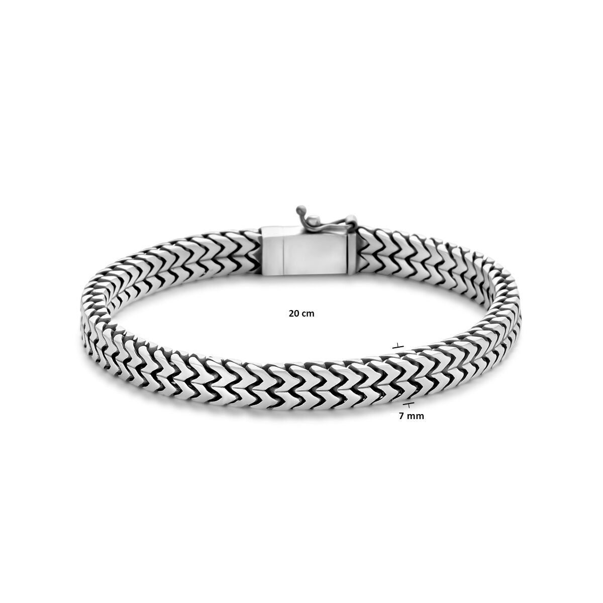 bransoletka oxi vossestaart 7,1 mm srebro oksydowane