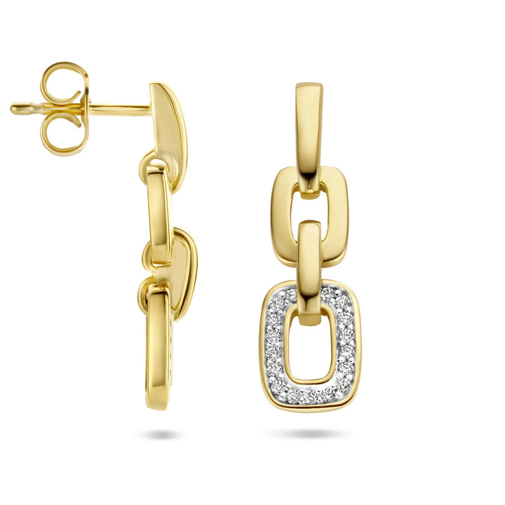 oorhangers schakel diamant 0.13ct (2x 0.065ct) h si 14K geelgoud