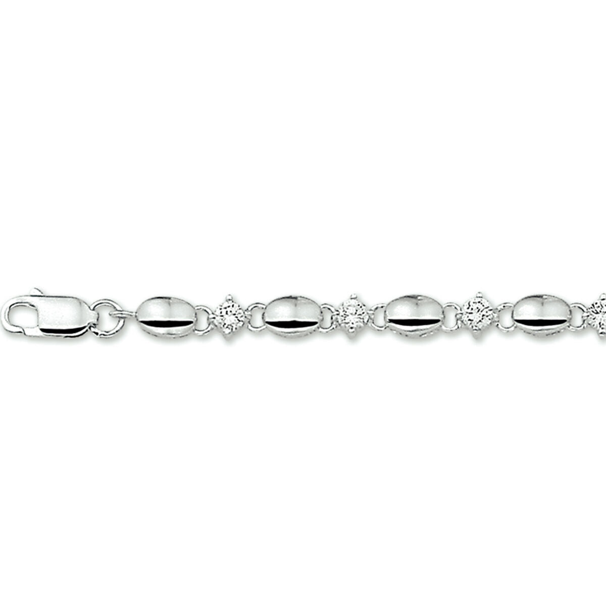 srebrna bransoletka gerhodynowana z cyrkoniami o średnicy 4,5 mm, długość 18,5 cm